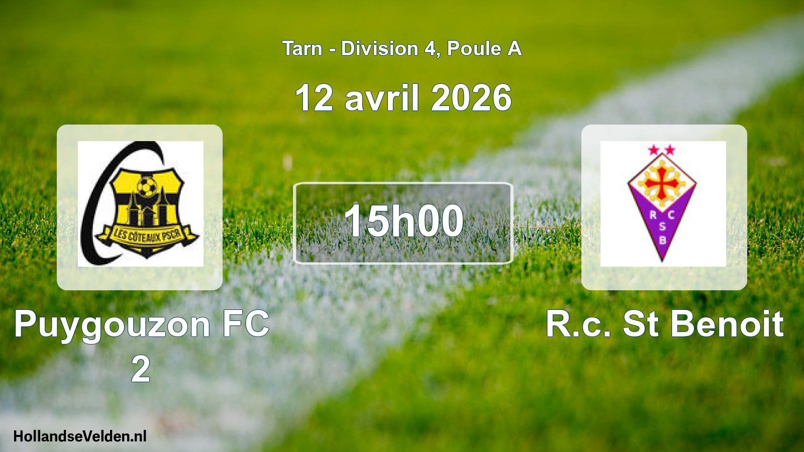 Match programmé: Puygouzon FC 2 - R.c. St Benoit (12 avril 2026)