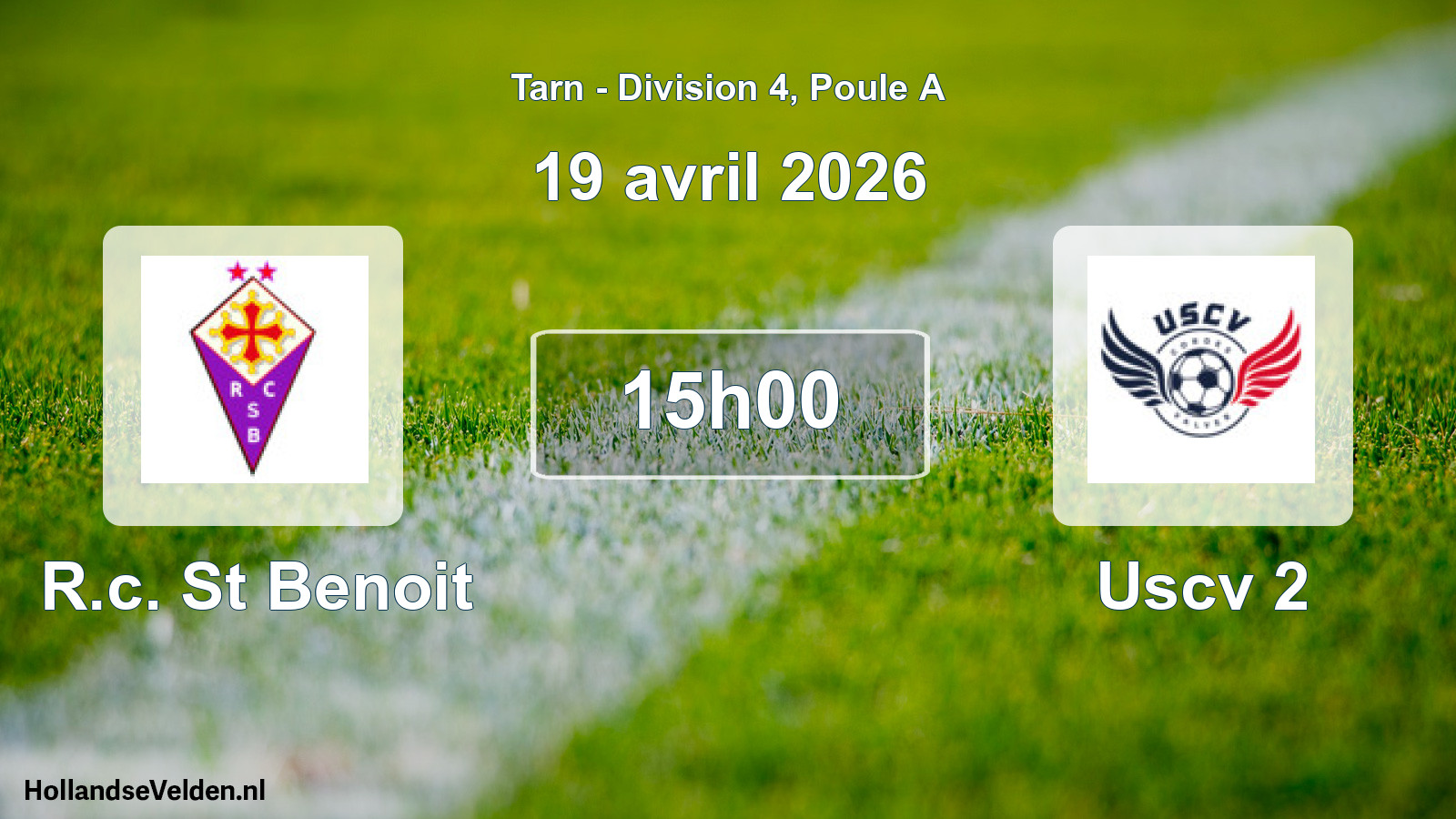 Match programmé: R.c. St Benoit - Uscv 2 (19 avril 2026)