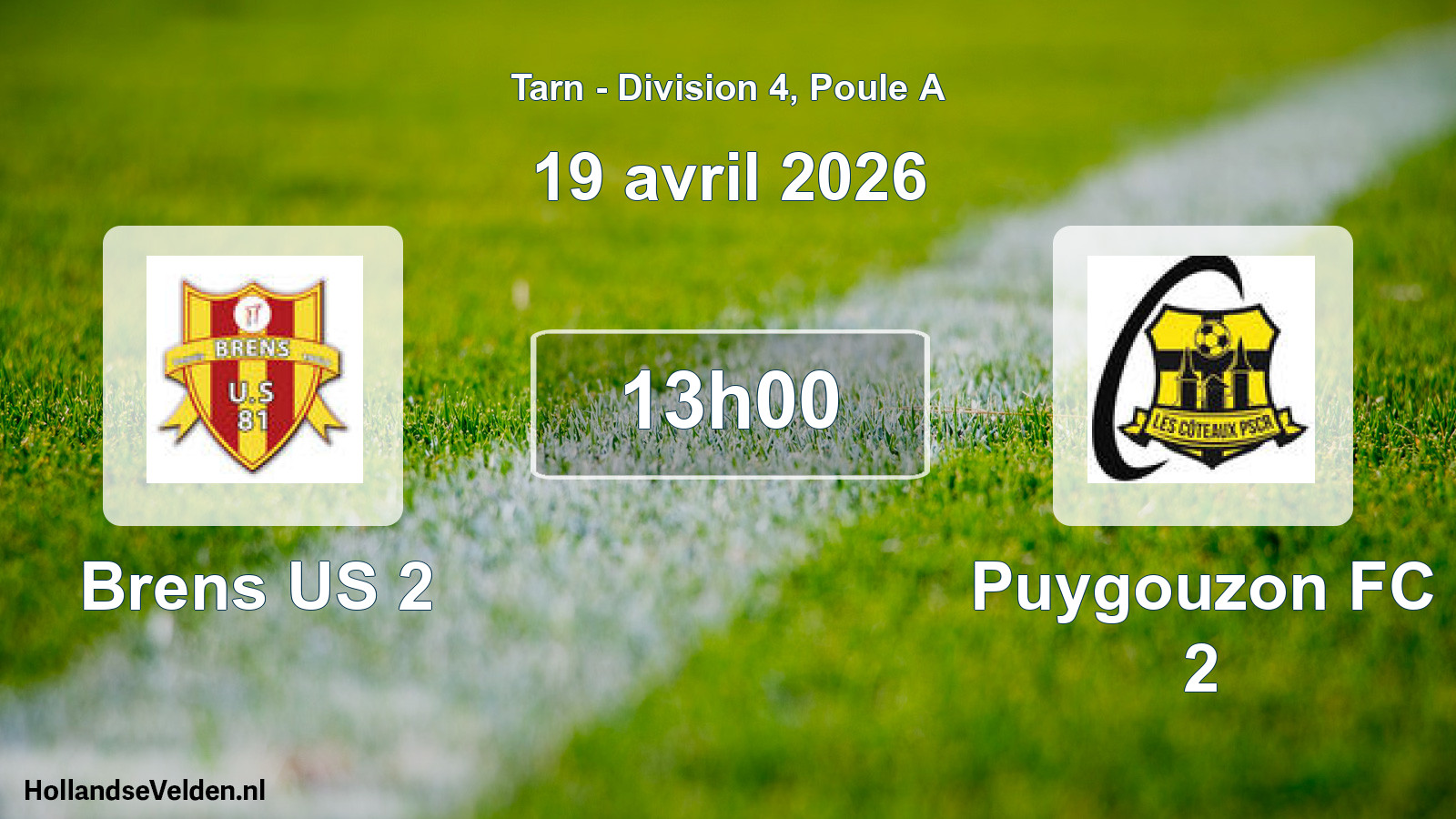 Match programmé: Brens US 2 - Puygouzon FC 2 (19 avril 2026)