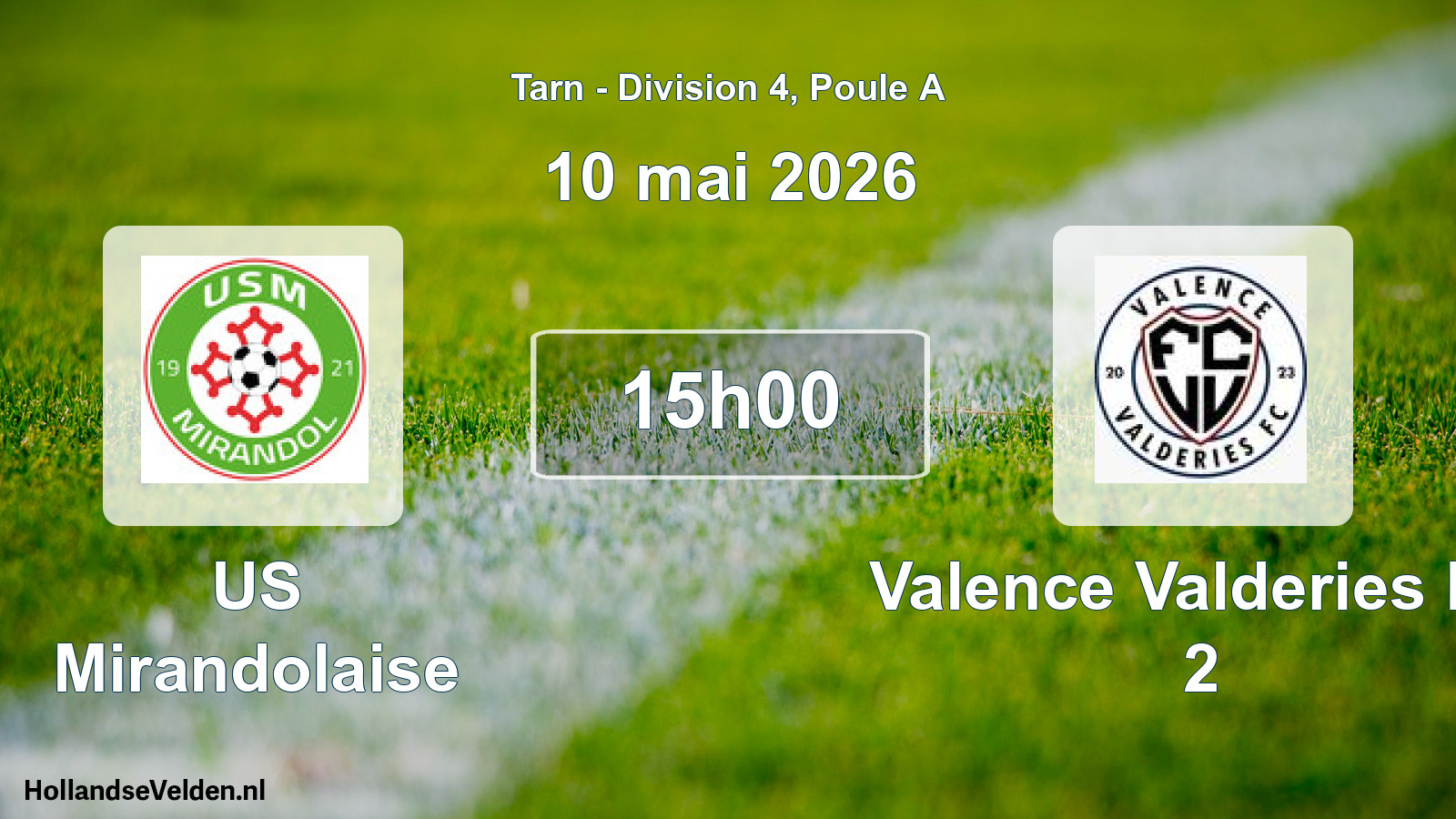 Match programmé: US Mirandolaise - Valence Valderies FC 2 (10 mai 2026)