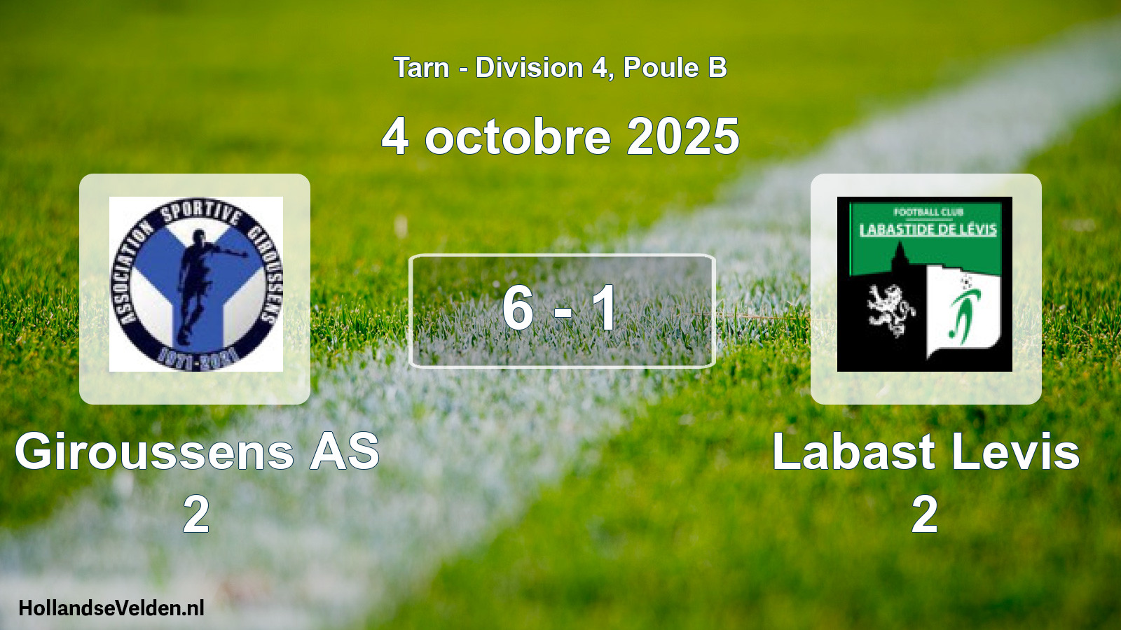 Total number of matches played: Giroussens AS 2 - Labast Levis 2 6 - 1 (4 October 2025)