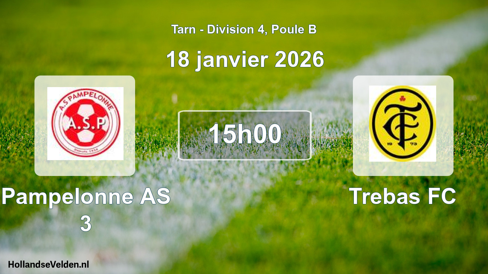 Geplande wedstrijd: Pampelonne AS 3 - Trebas FC (18 januari 2026)