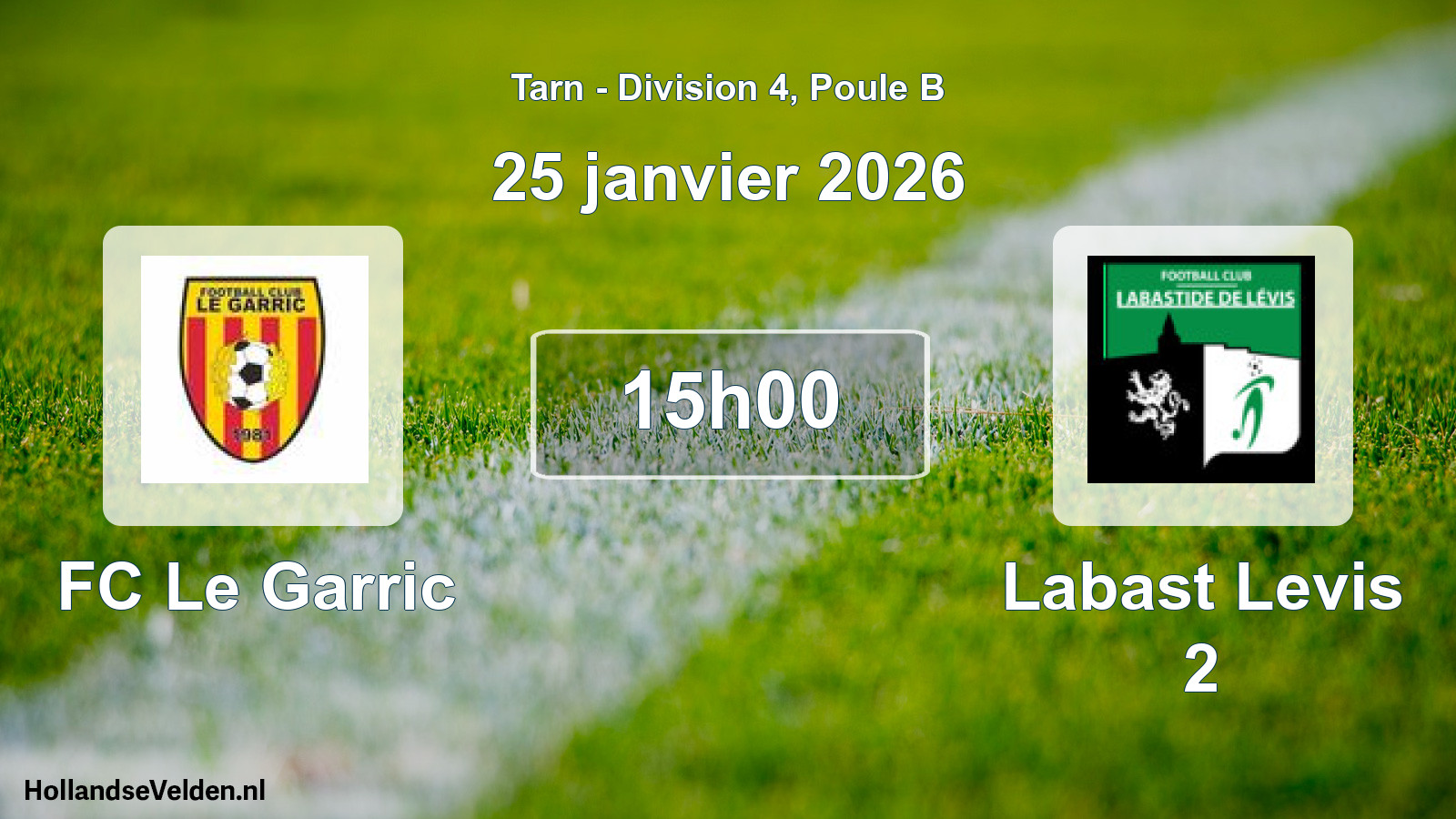 Geplande wedstrijd: FC Le Garric - Labast Levis 2 (25 januari 2026)