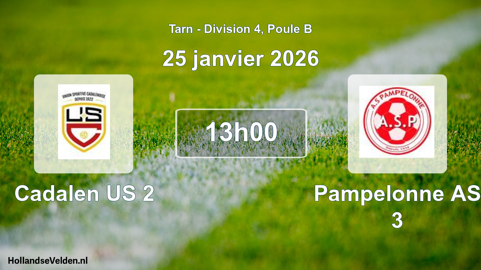 Match programmé: Cadalen US 2 - Pampelonne AS 3 (25 janvier 2026)