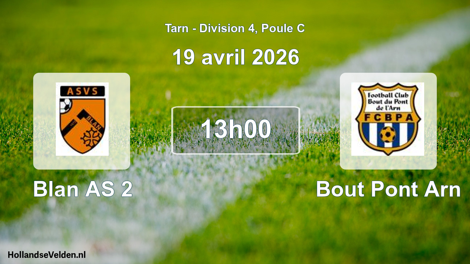 Match programmé: Blan AS 2 - Bout Pont Arn (19 avril 2026)
