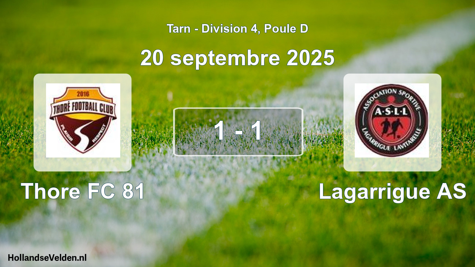Match joué: Thore FC 81 - Lagarrigue AS 1 - 1 (20 septembre 2025)