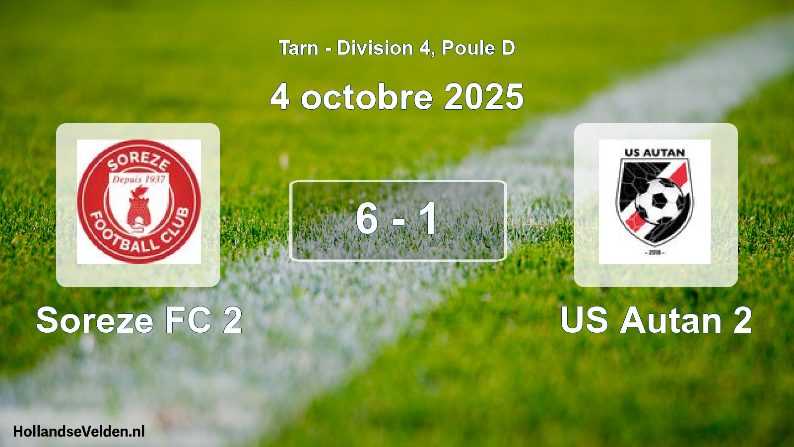 Gespeelde wedstrijd: Soreze FC 2 - US Autan 2 6 - 1 (4 oktober 2025)