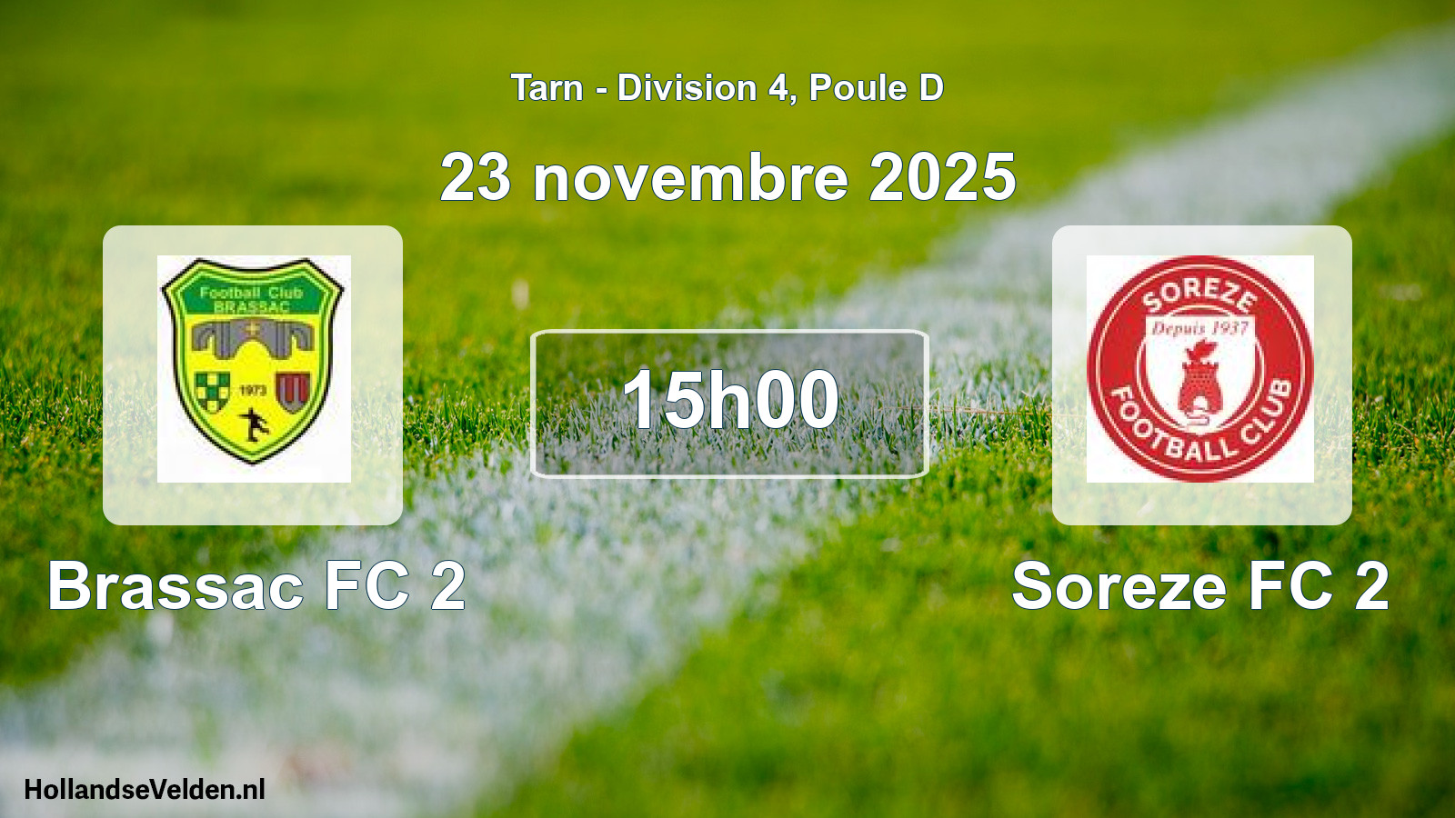 Match programmé: Brassac FC 2 - Soreze FC 2 (23 novembre 2025)