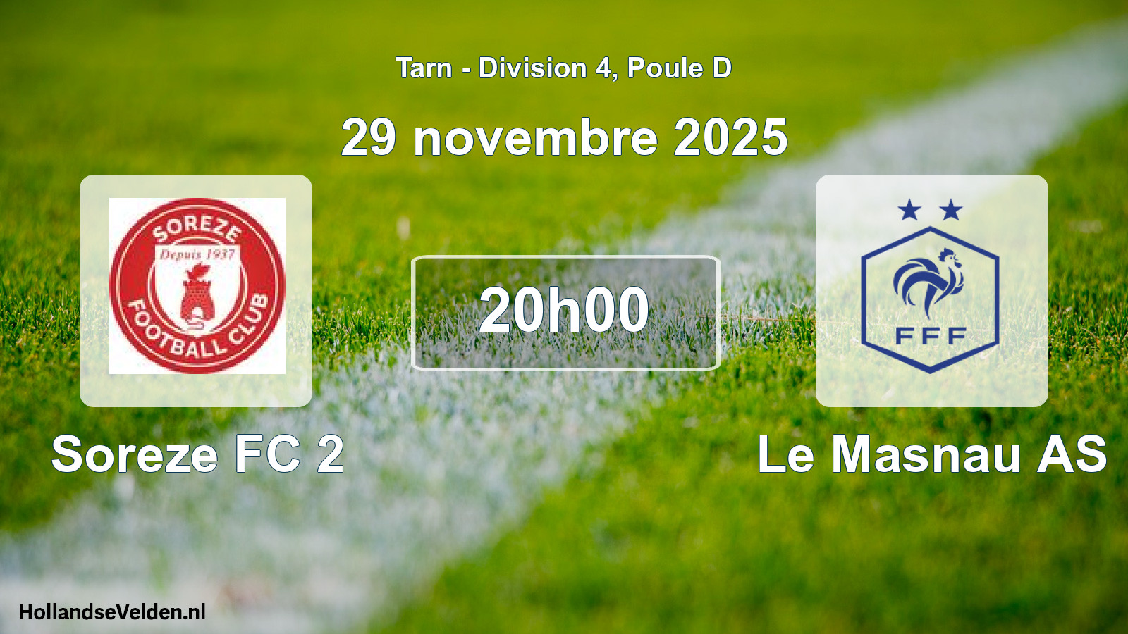 Match programmé: Soreze FC 2 - Le Masnau AS (29 novembre 2025)