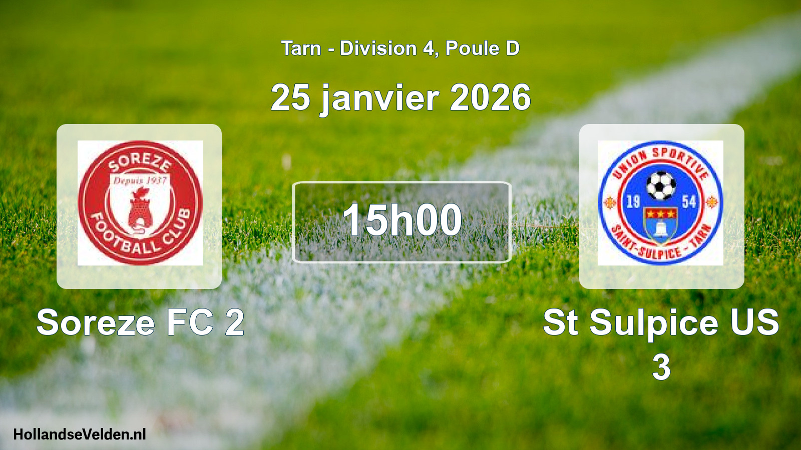 Geplande wedstrijd: Soreze FC 2 - St Sulpice US 3 (25 januari 2026)