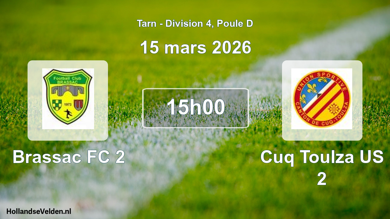 Match programmé: Brassac FC 2 - Cuq Toulza US 2 (15 mars 2026)