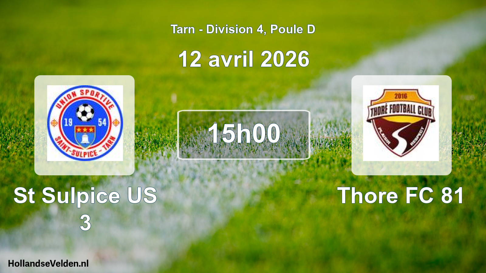 Match programmé: St Sulpice US 3 - Thore FC 81 (12 avril 2026)