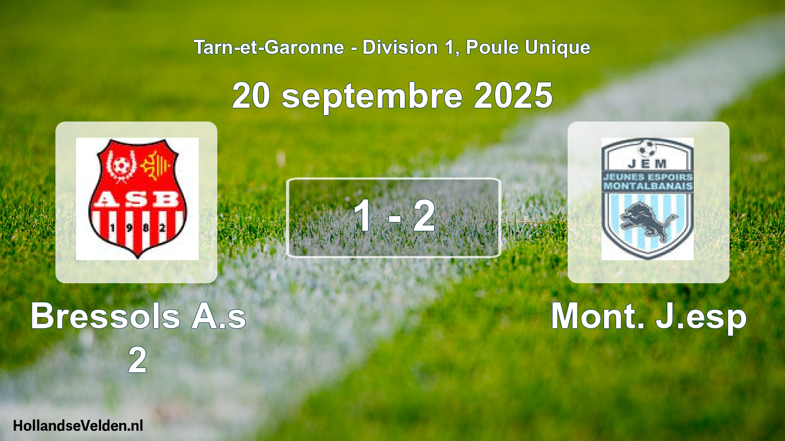 Gespeelde wedstrijd: Bressols A.s 2 - Mont. J.esp 1 - 2 (20 september 2025)
