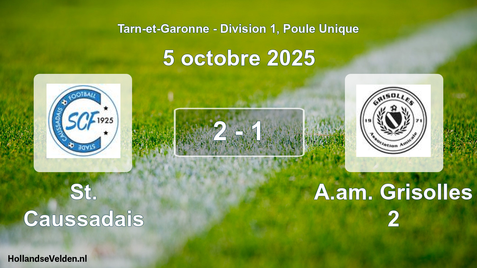 Total number of matches played: St. Caussadais - A.am. Grisolles 2 2 - 1 (5 October 2025)