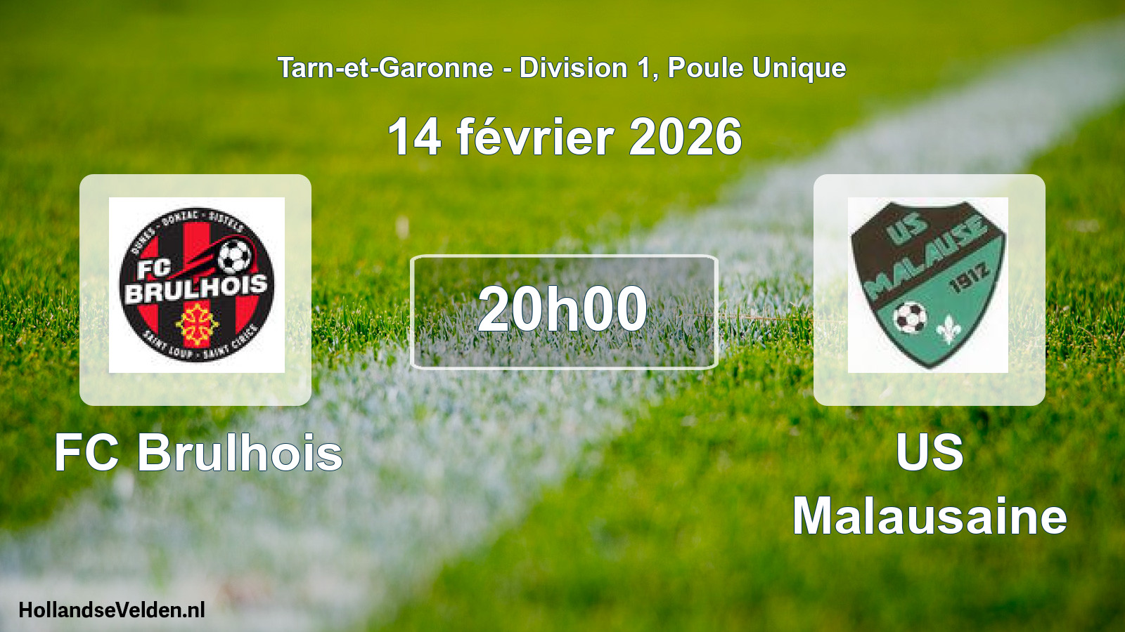 Match programmé: FC Brulhois - US Malausaine (14 février 2026)