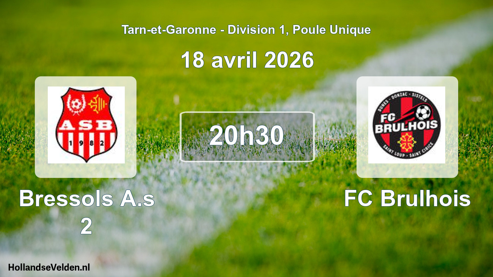 Match programmé: Bressols A.s 2 - FC Brulhois (18 avril 2026)