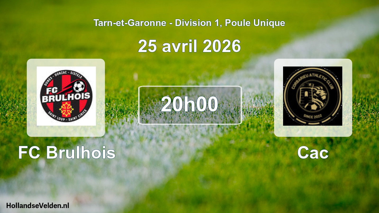 Match programmé: FC Brulhois - Cac (25 avril 2026)