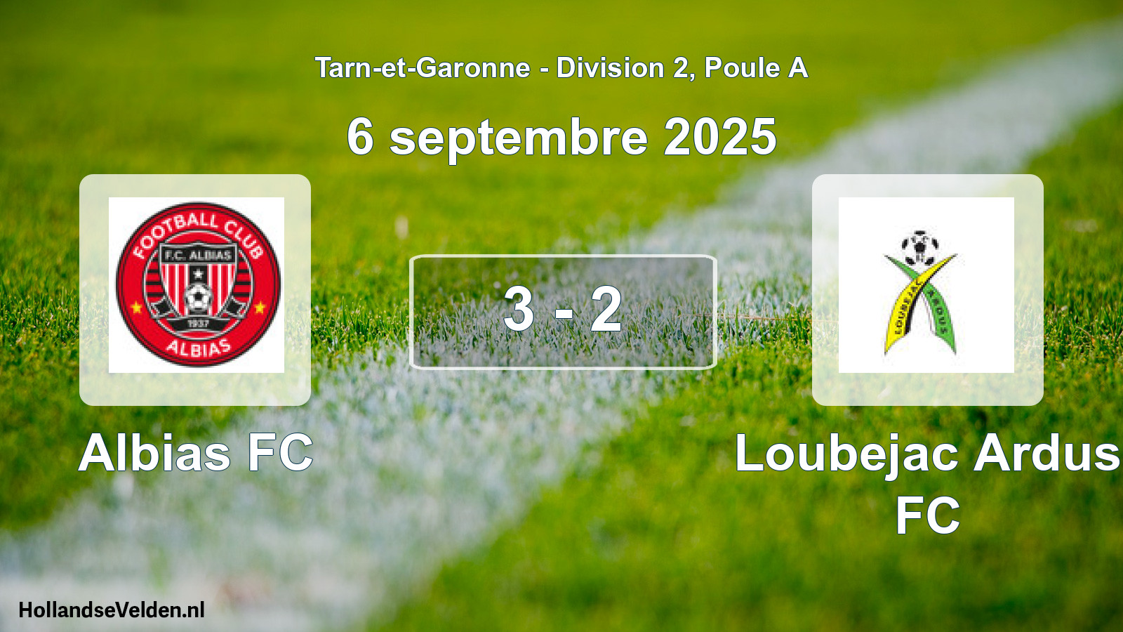 Total number of matches played: Albias FC - Loubejac Ardus FC 3 - 2 (6 September 2025)