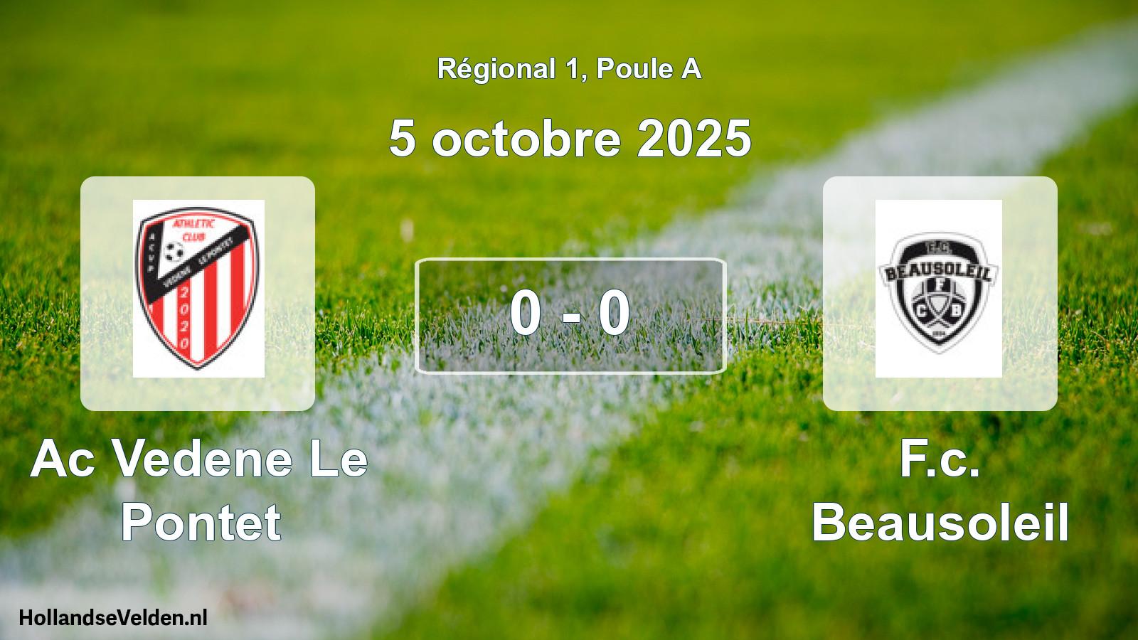 Gespeelde wedstrijd: Ac Vedene Le Pontet - F.c. Beausoleil 0 - 0 (5 octobre 2025)