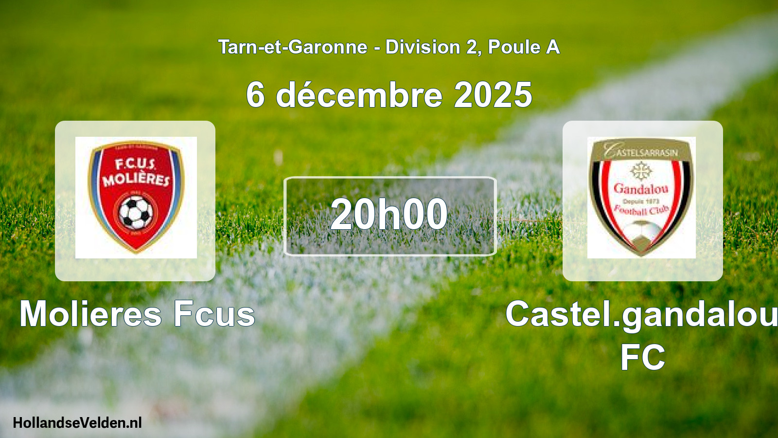 Match programmé: Molieres Fcus - Castel.gandalou FC (6 décembre 2025)
