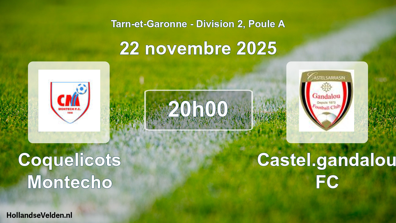 Match programmé: Coquelicots Montecho - Castel.gandalou FC (22 novembre 2025)