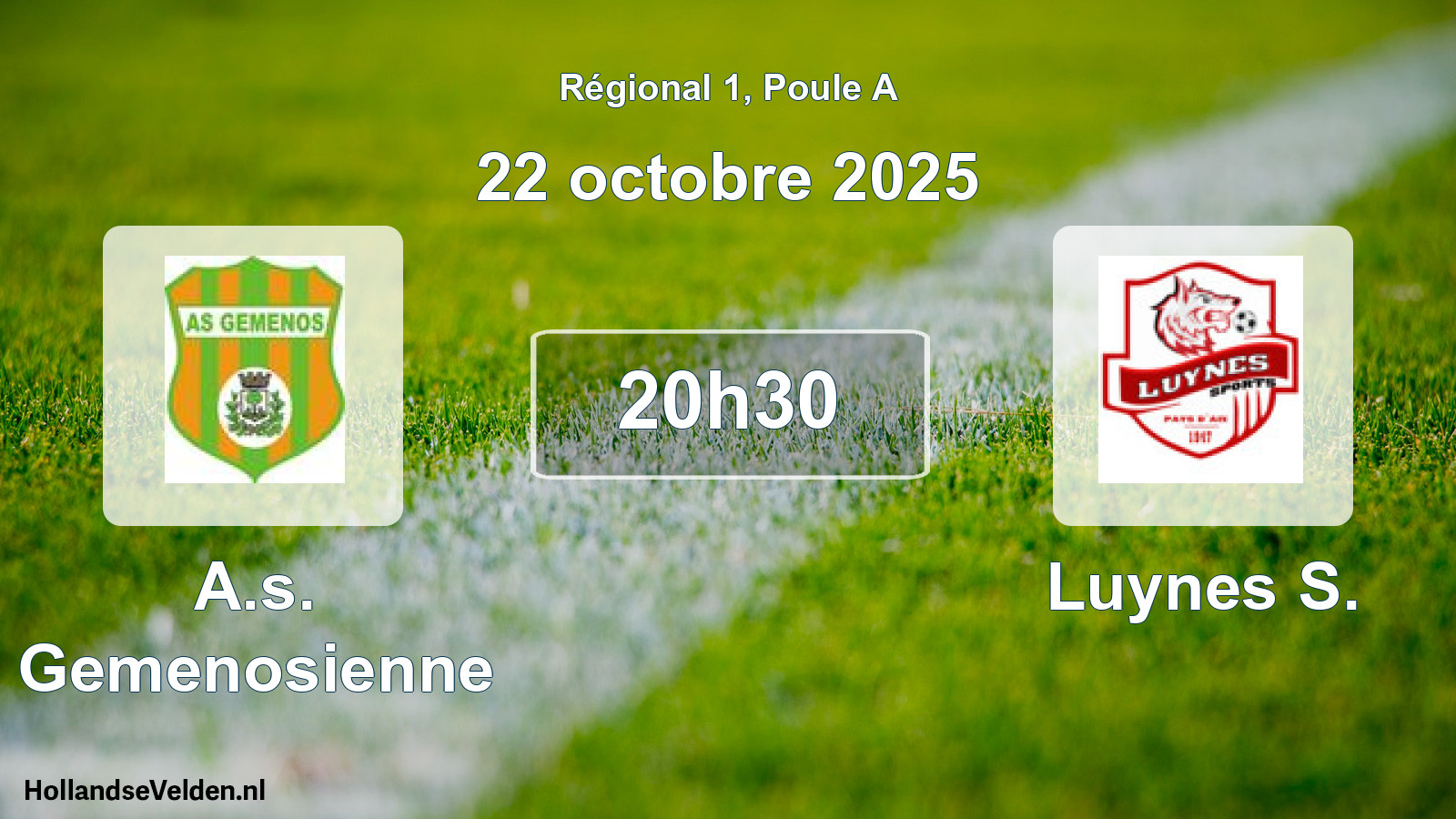 Geplande wedstrijd: A.s. Gemenosienne - Luynes S. (22 octobre 2025)