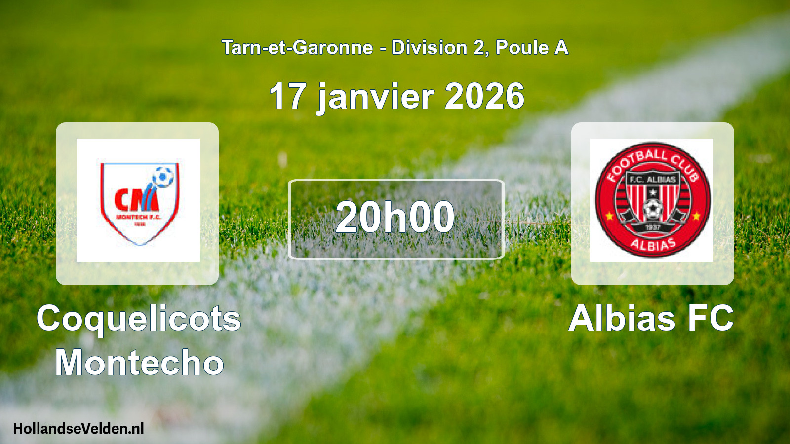 Match programmé: Coquelicots Montecho - Albias FC (17 janvier 2026)