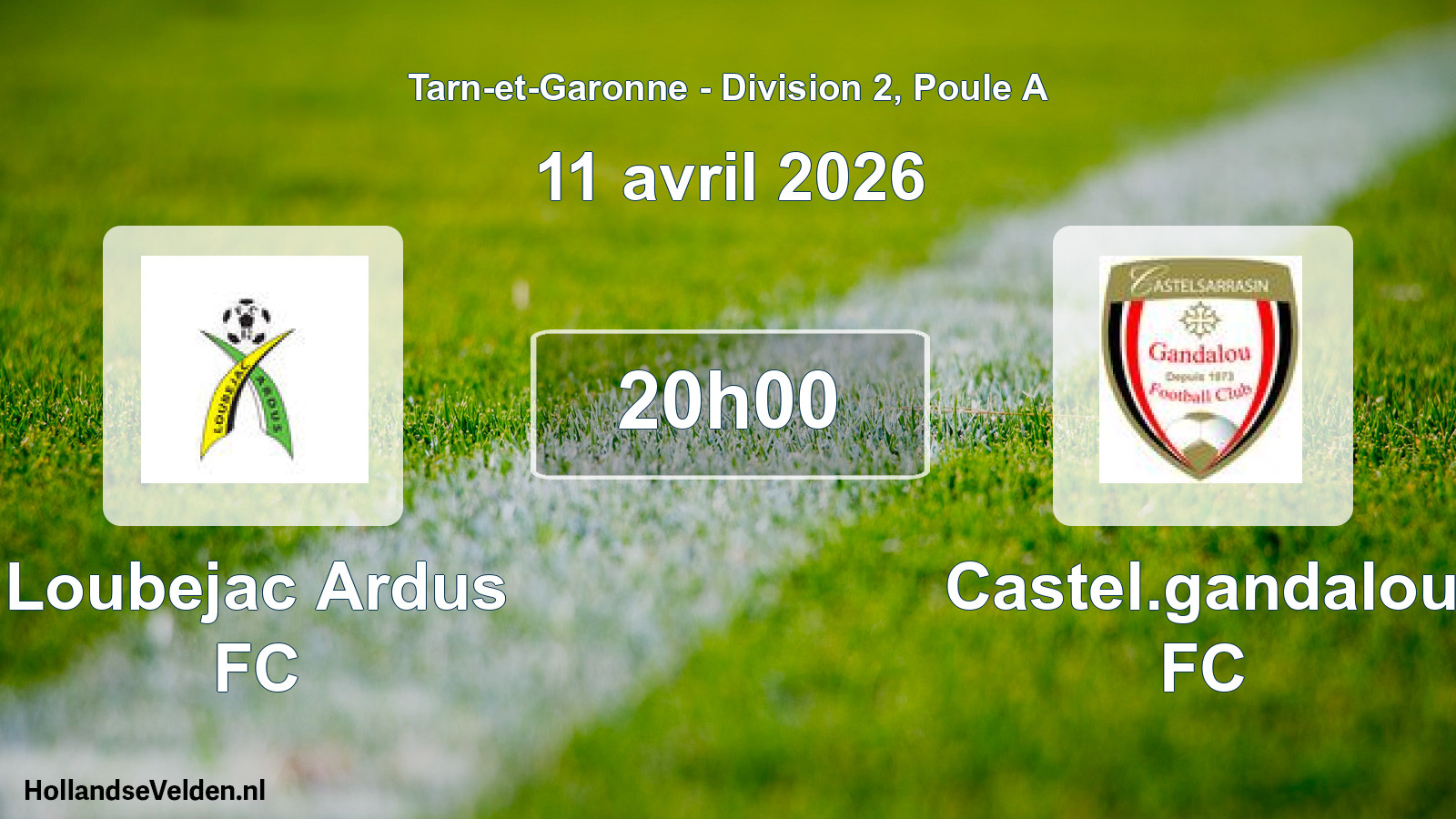 Match programmé: Loubejac Ardus FC - Castel.gandalou FC (11 avril 2026)