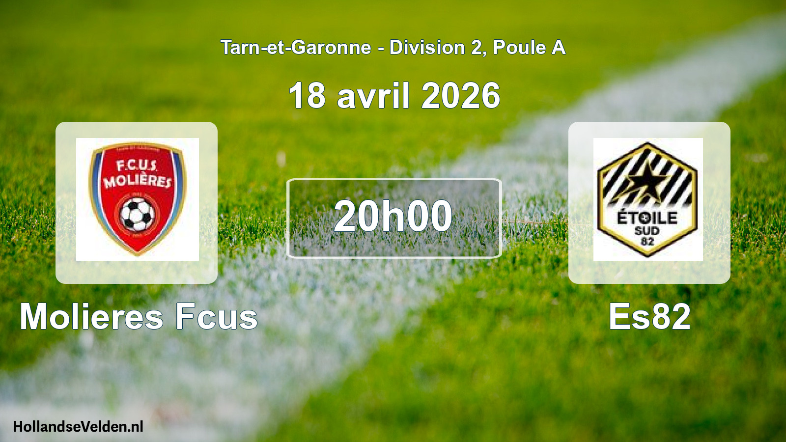 Match programmé: Molieres Fcus - Es82 (18 avril 2026)