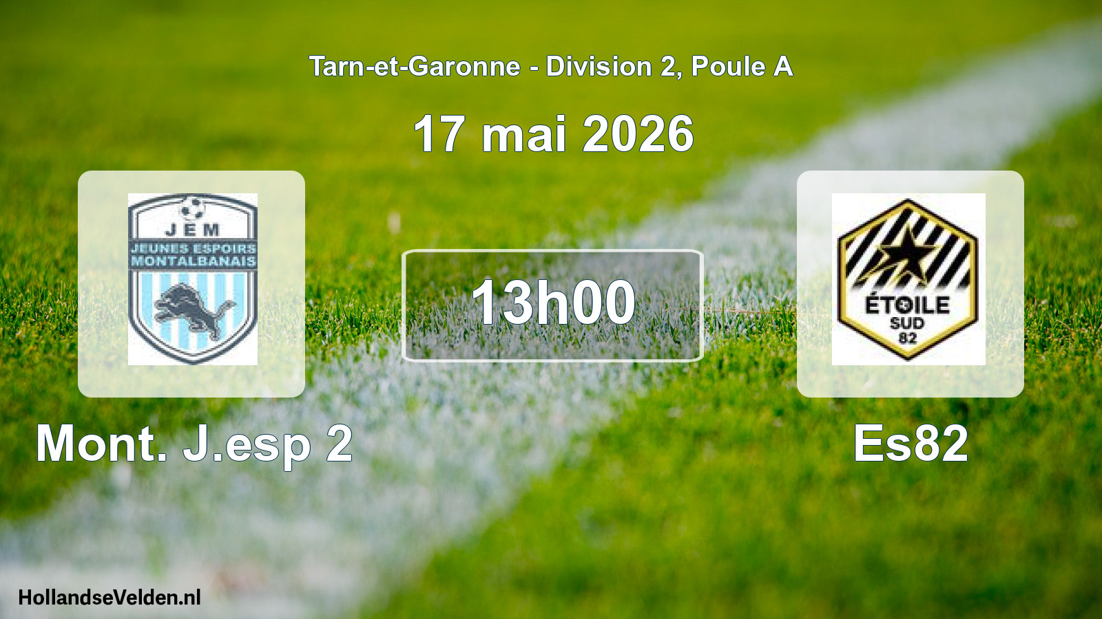 Match programmé: Mont. J.esp 2 - Es82 (17 mai 2026)
