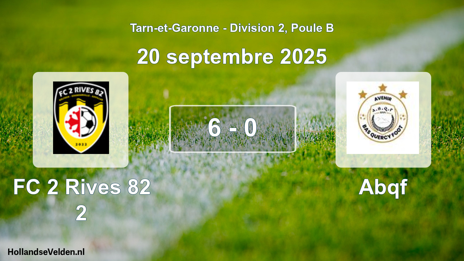 Gespeelde wedstrijd: FC 2 Rives 82 2 - Abqf 6 - 0 (20 september 2025)