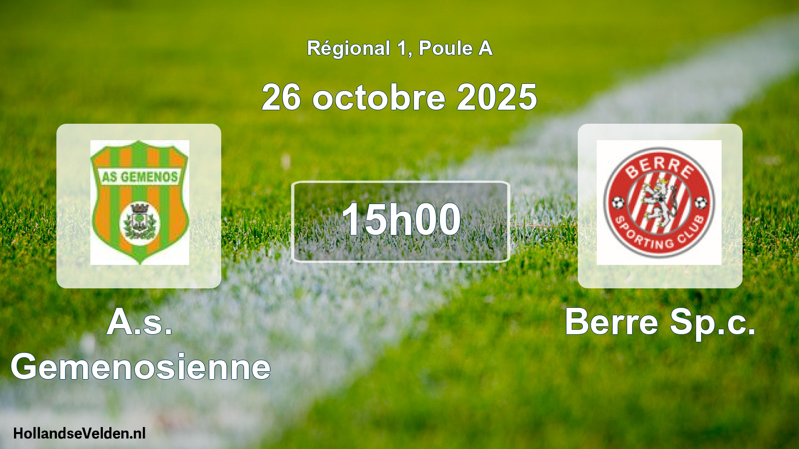 Geplande wedstrijd: A.s. Gemenosienne - Berre Sp.c. (26 oktober 2025)