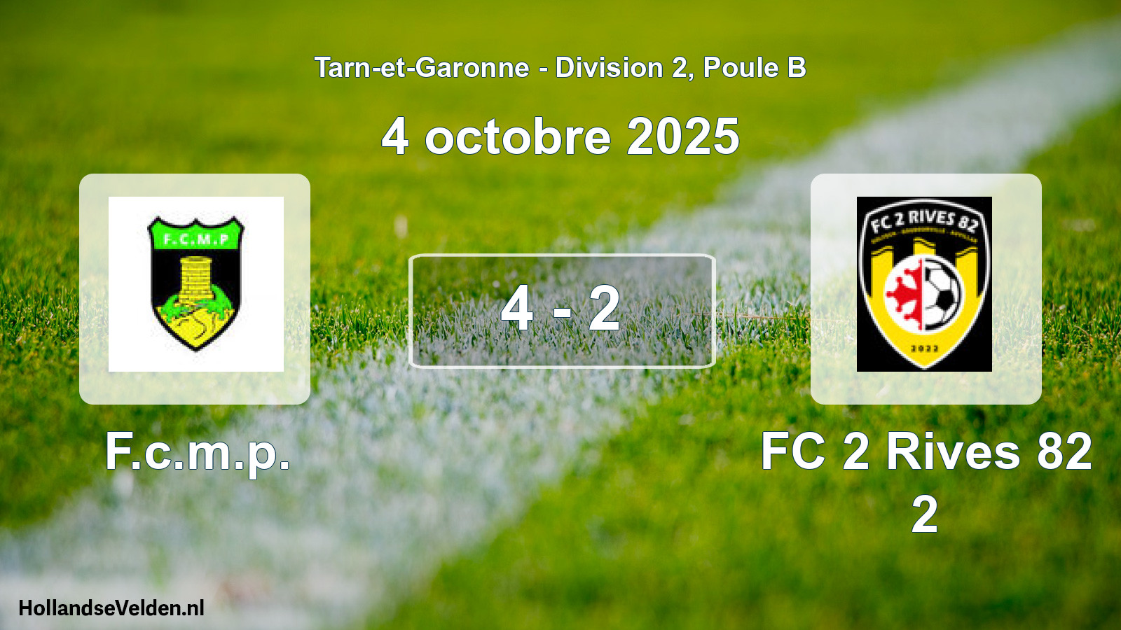 Total number of matches played: F.c.m.p. - FC 2 Rives 82 2 4 - 2 (4 October 2025)