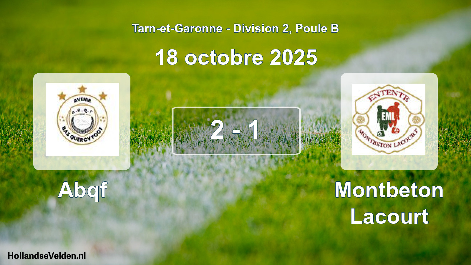 Gespeelde wedstrijd: Abqf - Montbeton Lacourt 2 - 1 (18 oktober 2025)