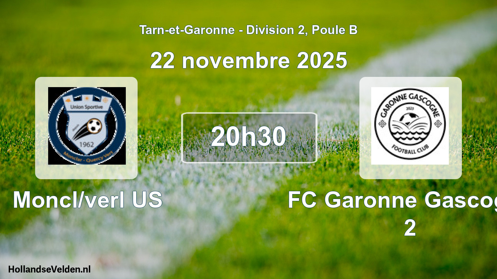 Match programmé: Moncl/verl US - FC Garonne Gascogne 2 (22 novembre 2025)