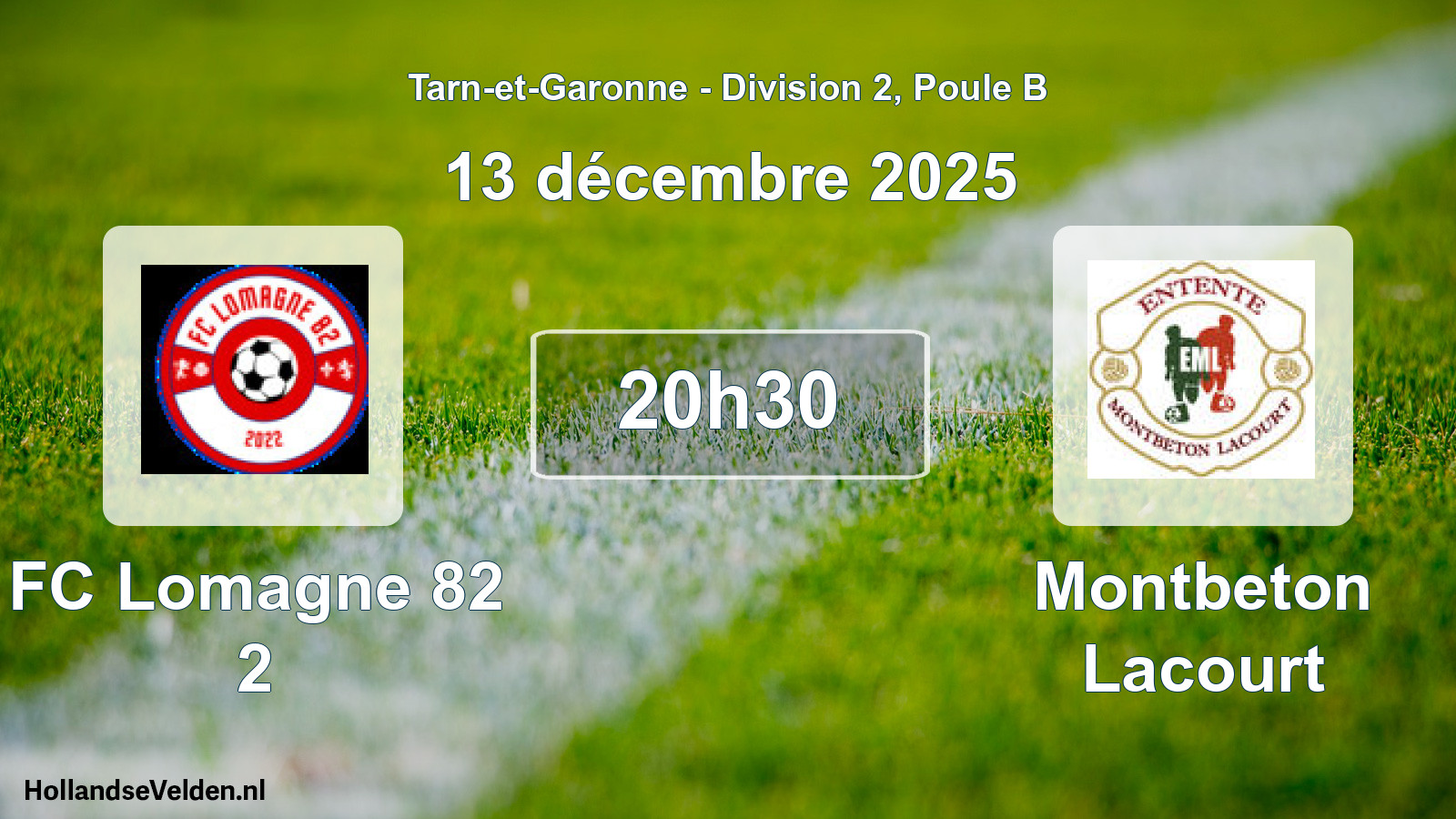 Match programmé: FC Lomagne 82 2 - Montbeton Lacourt (13 décembre 2025)