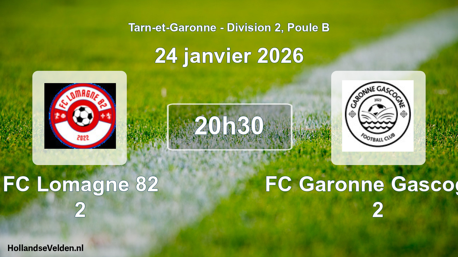 Scheduled Match: FC Lomagne 82 2 - FC Garonne Gascogne 2 (24 January 2026)