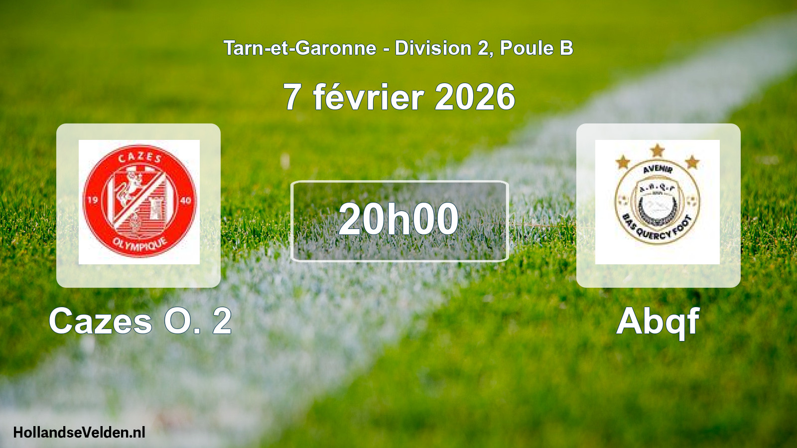 Match programmé: Cazes O. 2 - Abqf (7 février 2026)