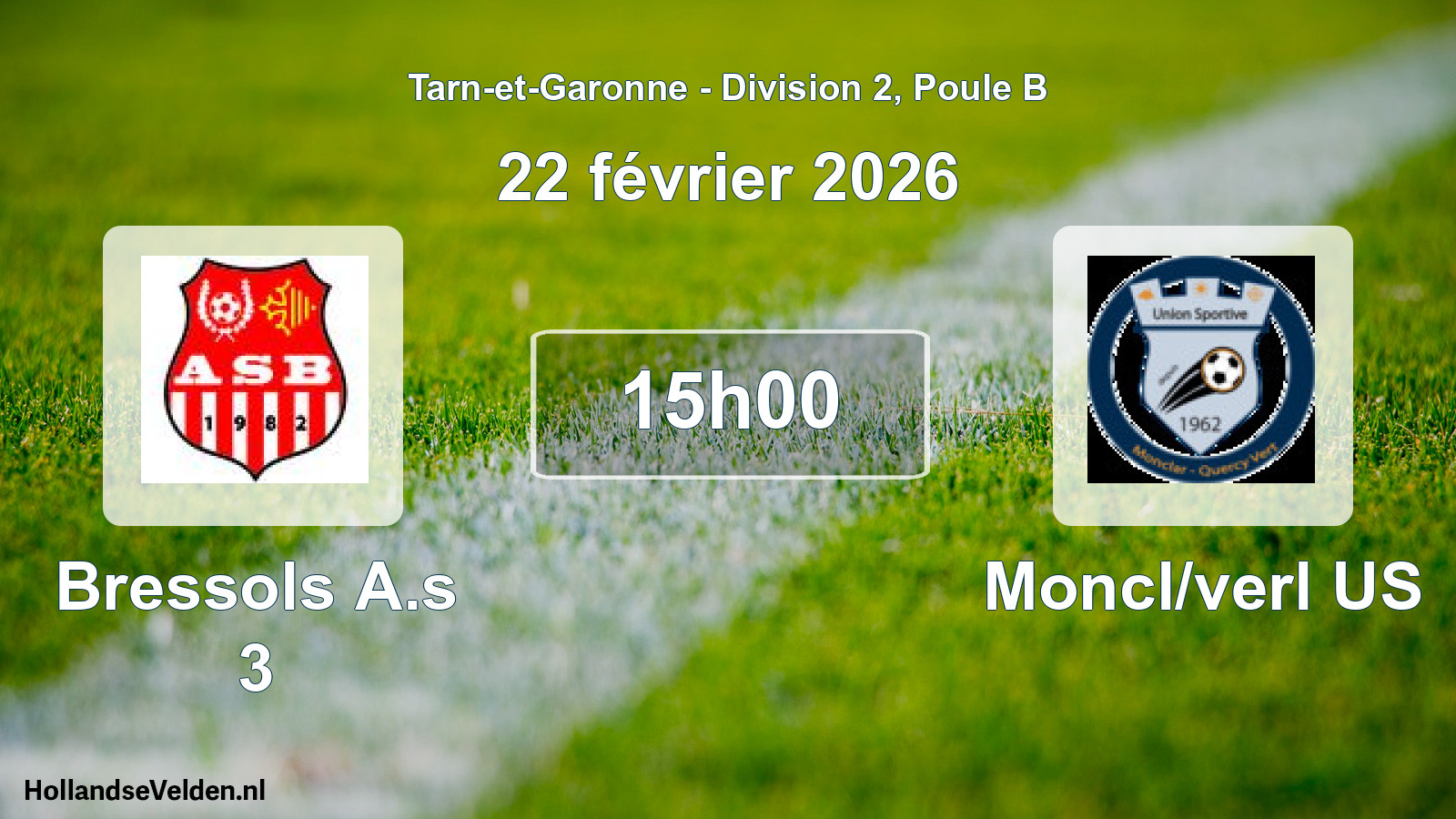 Scheduled Match: Bressols A.s 3 - Moncl/verl US (22 February 2026)