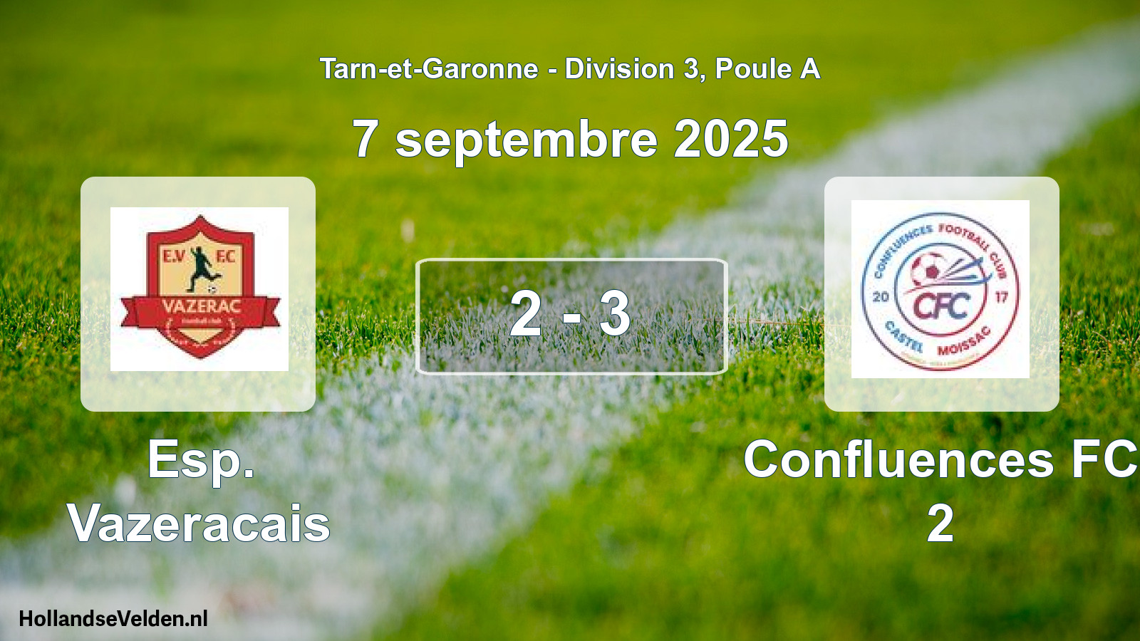 Gespeelde wedstrijd: Esp. Vazeracais - Confluences FC 2 2 - 3 (7 september 2025)