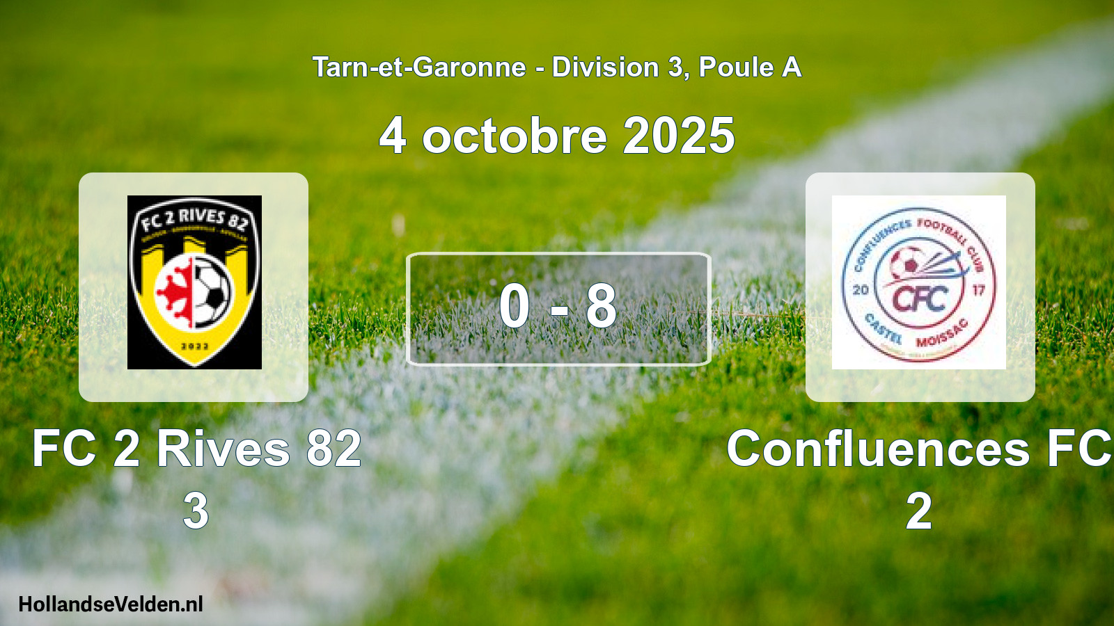 Match joué: FC 2 Rives 82 3 - Confluences FC 2 0 - 8 (4 octobre 2025)