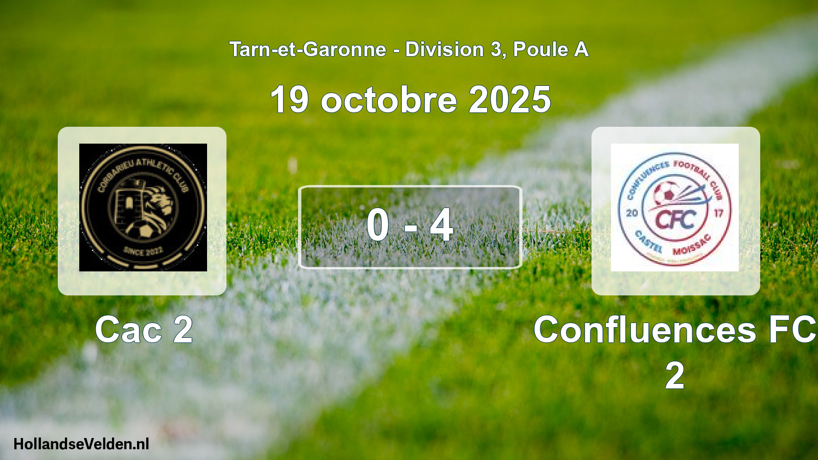 Match joué: Cac 2 - Confluences FC 2 0 - 4 (19 octobre 2025)
