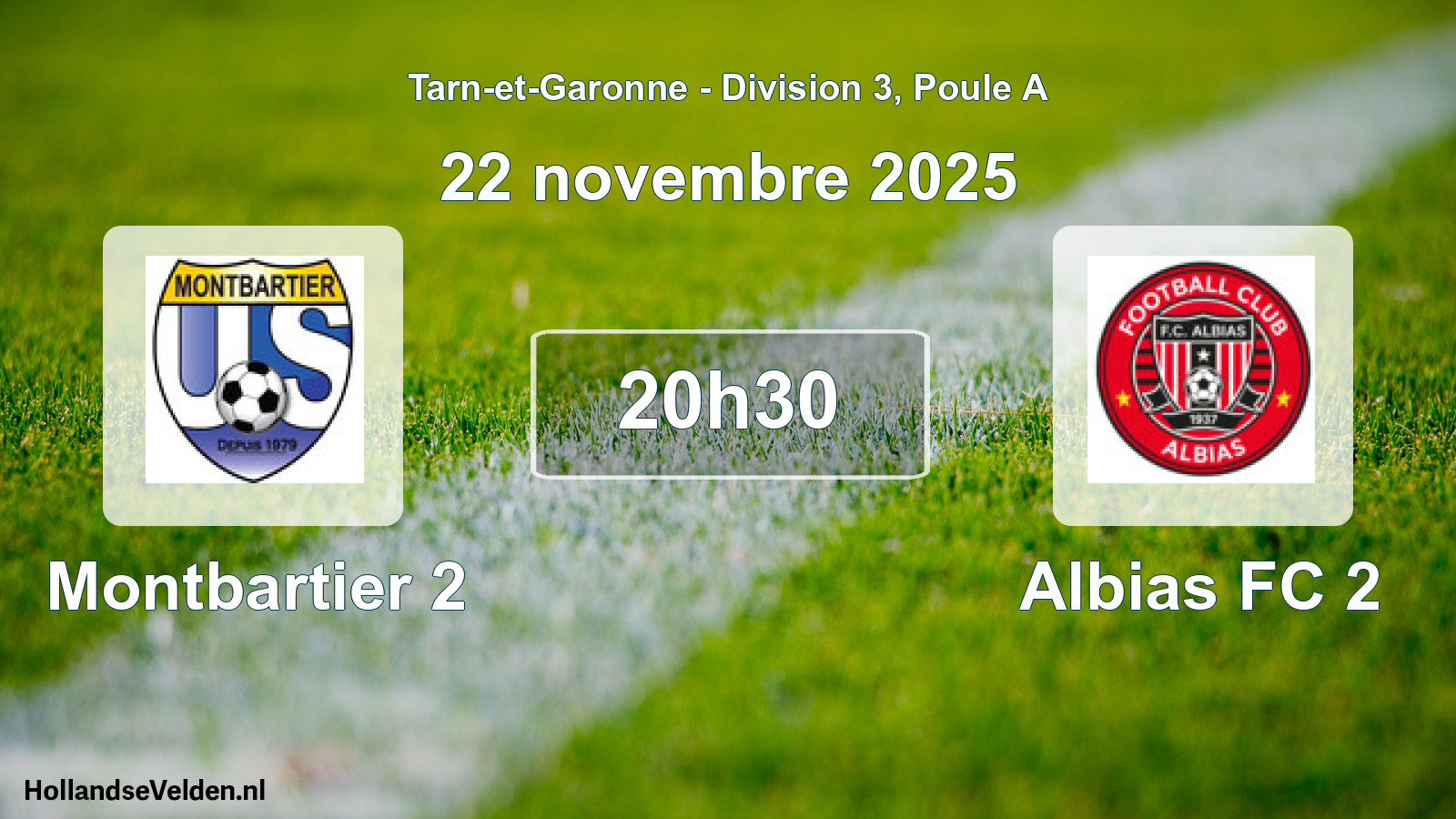 Match programmé: Montbartier 2 - Albias FC 2 (22 novembre 2025)