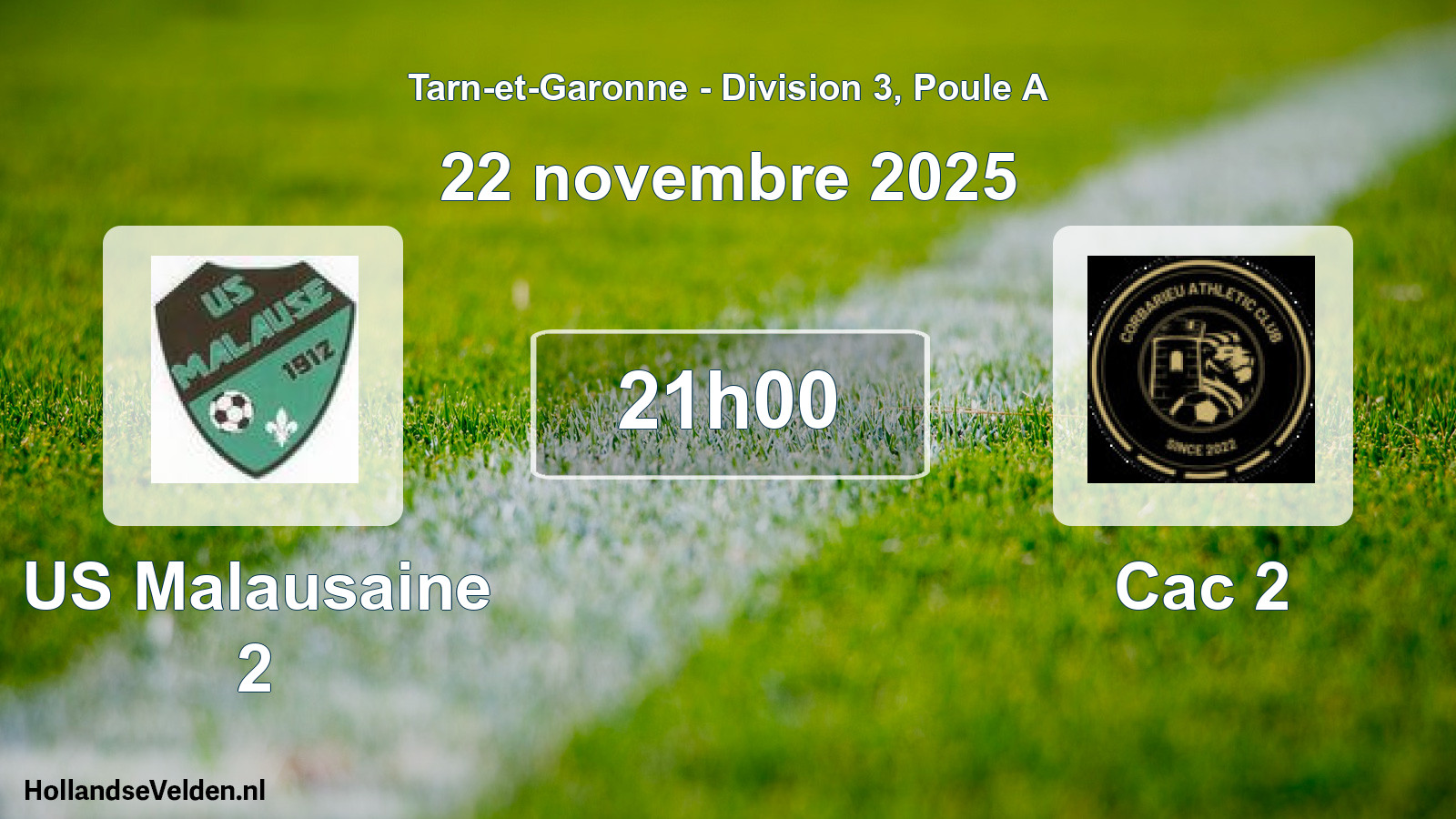 Scheduled Match: US Malausaine 2 - Cac 2 (22 November 2025)