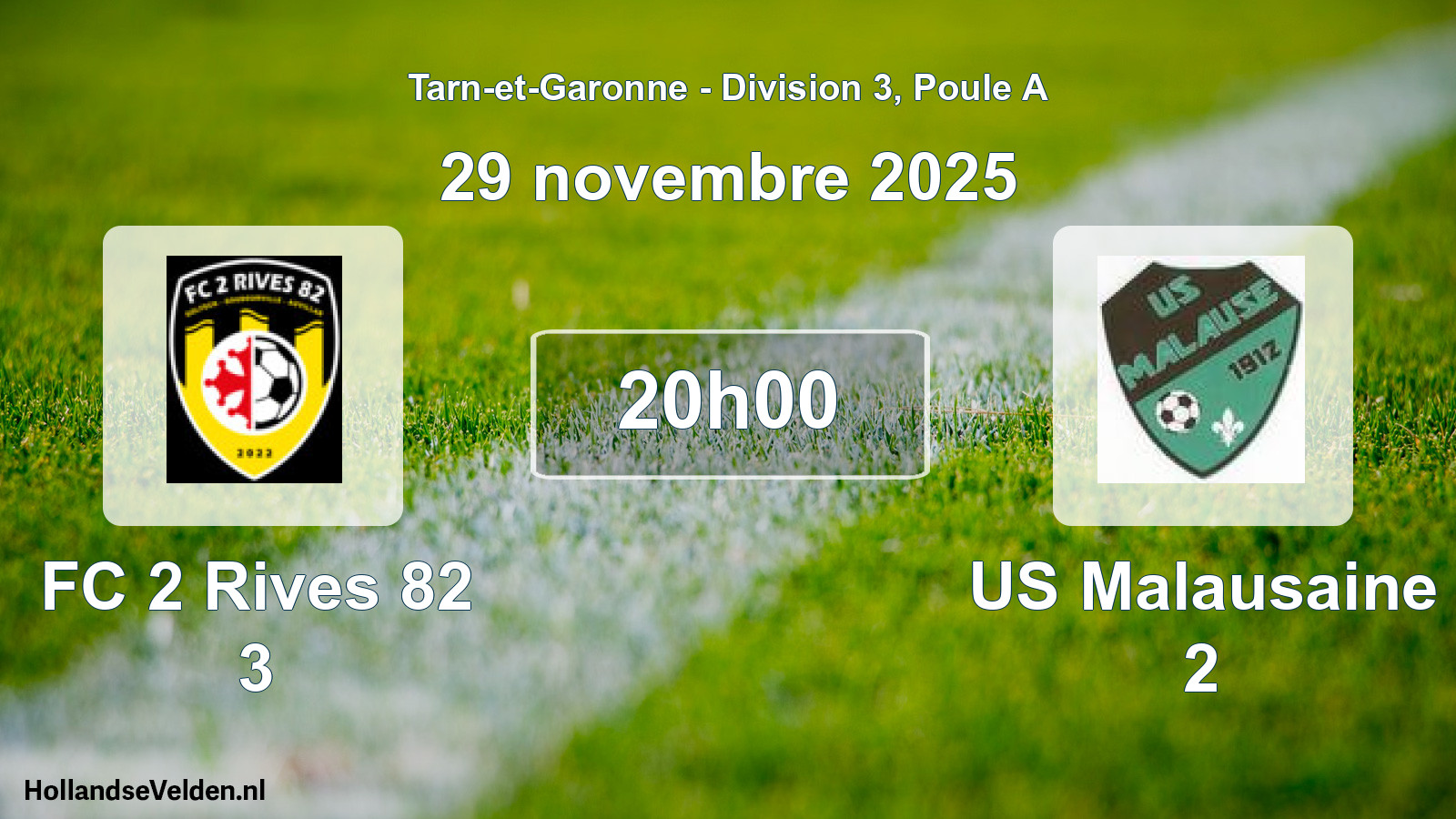Scheduled Match: FC 2 Rives 82 3 - US Malausaine 2 (29 November 2025)
