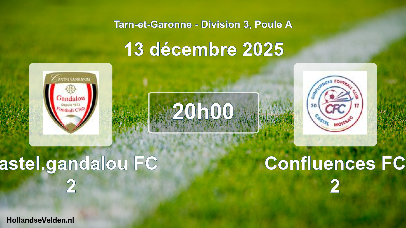 Match programmé: Castel.gandalou FC 2 - Confluences FC 2 (13 décembre 2025)