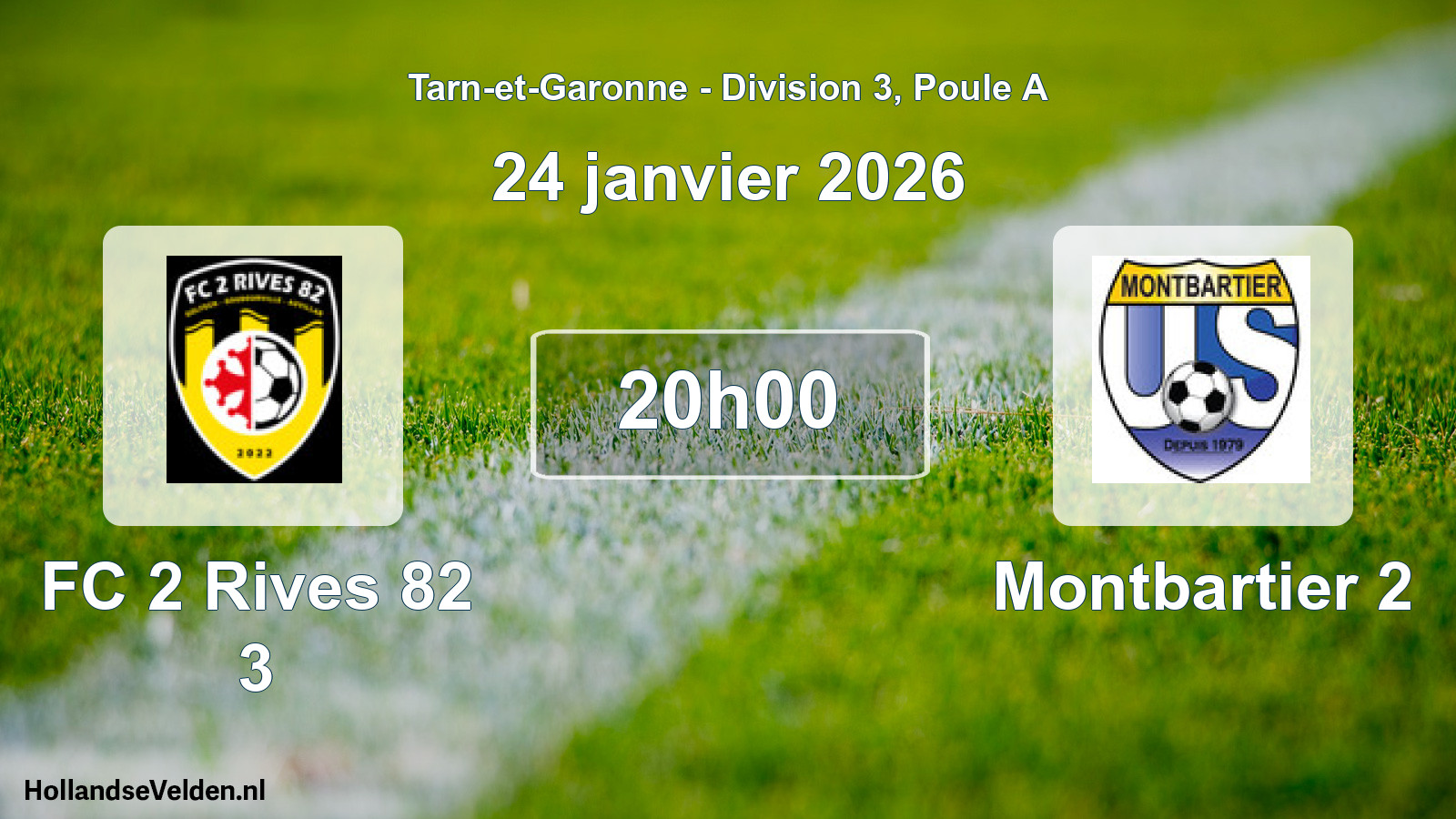 Match programmé: FC 2 Rives 82 3 - Montbartier 2 (24 janvier 2026)