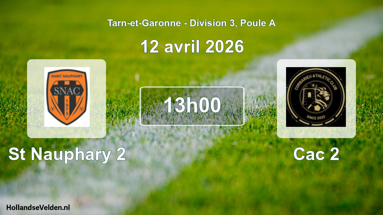 Match programmé: St Nauphary 2 - Cac 2 (12 avril 2026)