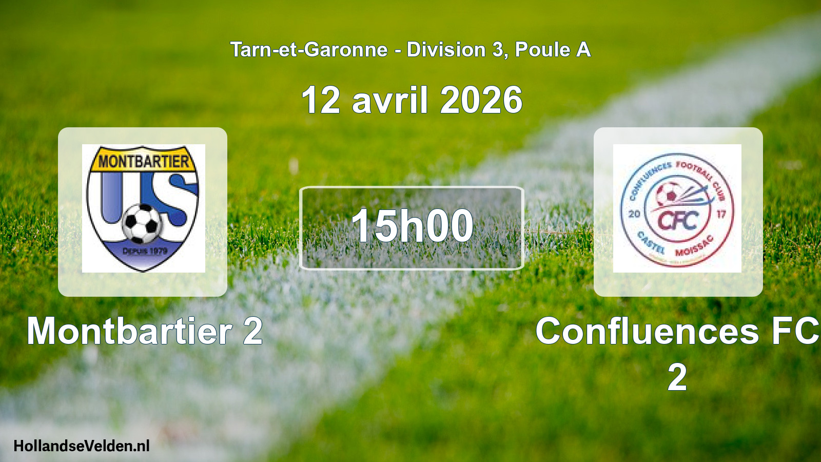 Match programmé: Montbartier 2 - Confluences FC 2 (12 avril 2026)
