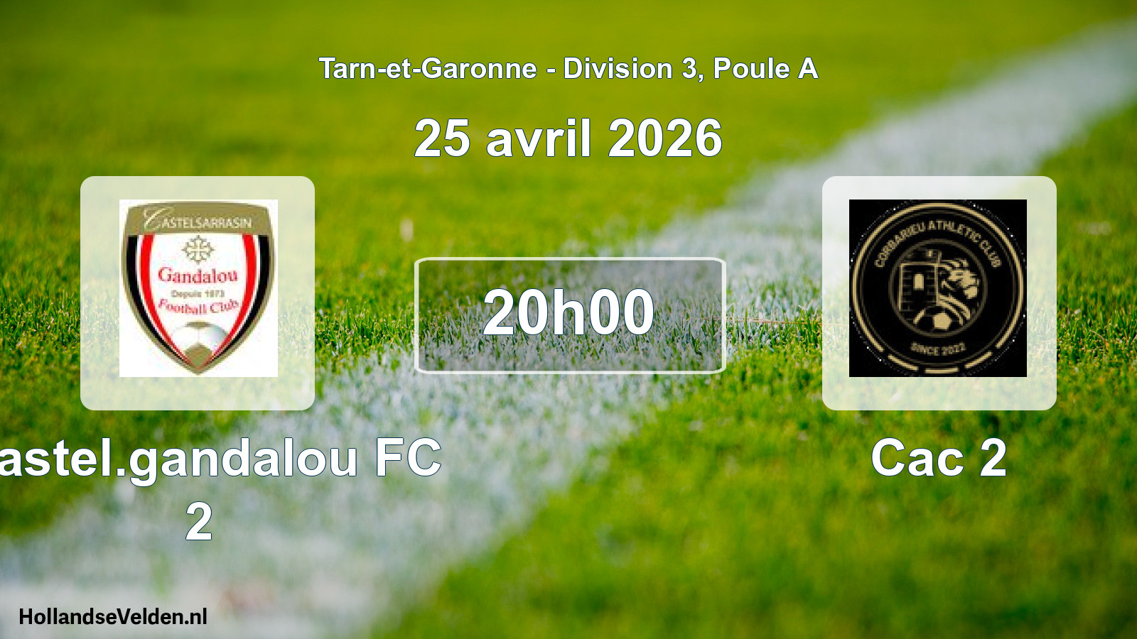 Match programmé: Castel.gandalou FC 2 - Cac 2 (25 avril 2026)